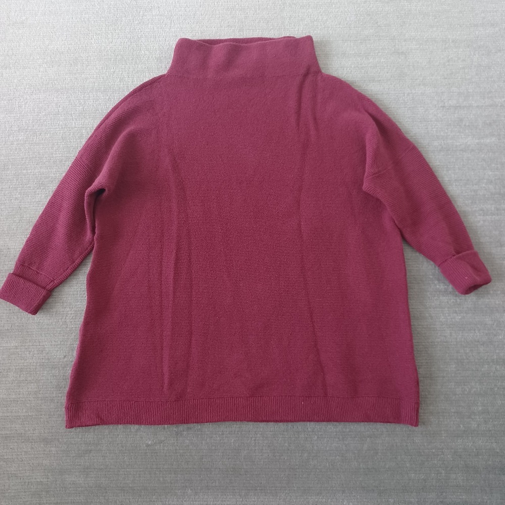 Free People Ottoman Slouchy Tunic Sweater Dress Womens M Burgundy Stretch Casual